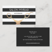 Schaar Zwart-wit Striped Hair Salon Visitekaartje (Voorkant / Achterkant)