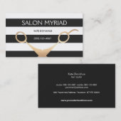 Schaar Zwart-wit Striped Hair Salon Visitekaartje (Voorkant / Achterkant)