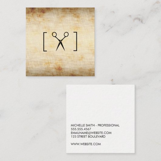 Schaarbeugel / textuur vierkante visitekaartje (Voorkant / Achterkant)