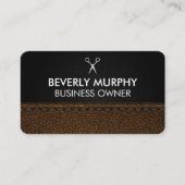 Schaarlogo | Bruin gestikt leer Afsprakenkaartje (Voorkant)