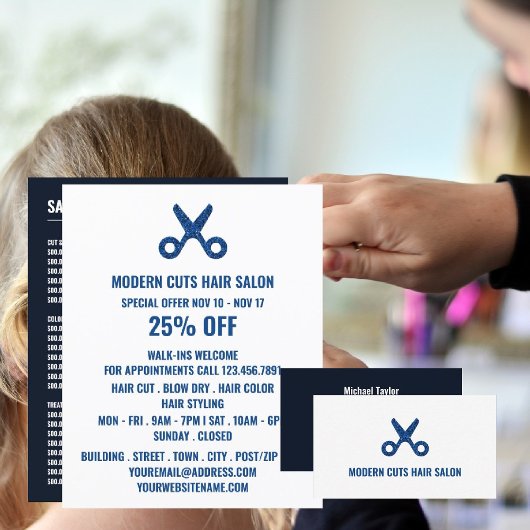 Schaarlogo, Kapper, Kapsalonadvertentie Flyer