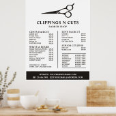 Schaarlogo, Prijslijst Herenkappers Poster (Keuken)