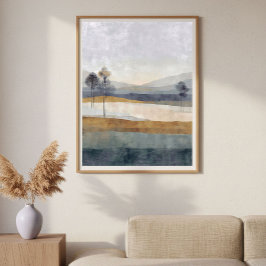 Schaarse Bomen Horizon Minimaal Abstract Landschap Poster