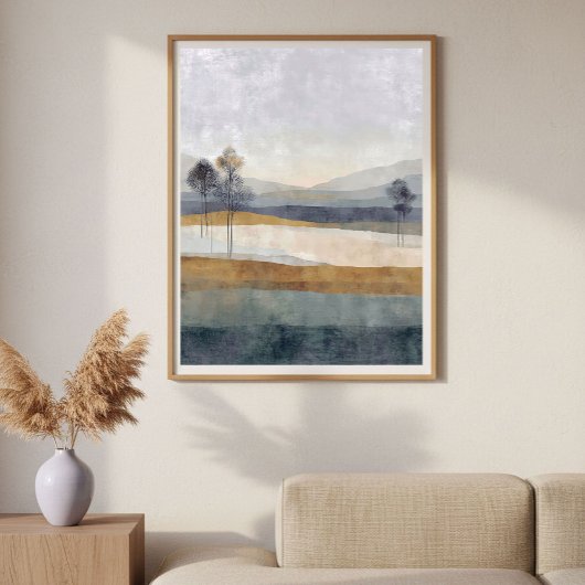 Schaarse Bomen Horizon Minimaal Abstract Landschap Poster