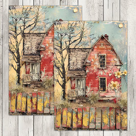 SCHAARSE RODE BOERDERIJ MIXED MEDIA DECOUPAGE TISSUEPAPIER