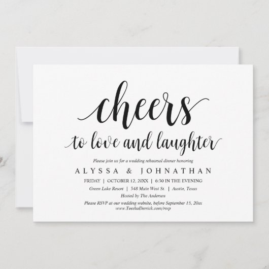 Schaarste aan liefde en lachen, bruiloft-repetitie kaart (Voorkant)