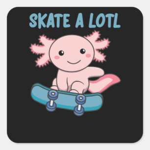 Schaats A lol Axolotl op skateborad Vierkante Sticker