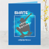 Schaats aan boord Silhouette Persoonlijke Birthday Kaart (Gele Bloem)