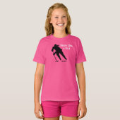 Schaats als een meisje Hockey Roze T-shirt (Voorkant volledig)