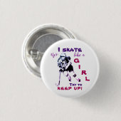 Schaats als een meisjesknop, paars ronde button 3,2 cm (Voorkant /achterkant)