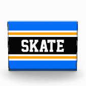 SCHAATS Athletic Bright Blue Black Yellow Stripes Fotoblokken (Voorkant)