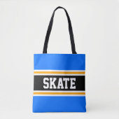 SCHAATS Athletic Bright Blue Black Yellow Stripes Tote Bag (Voorkant)