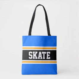 SCHAATS Athletic Bright Blue Black Yellow Stripes Tote Bag