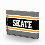 SCHAATS Athletic Grey Zwart Geel Racing Stripes Fotoblokken (Rechts)