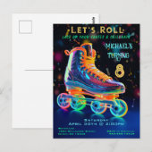 Schaats Birthday Party Invitation Briefkaart (Voorkant / Achterkant)