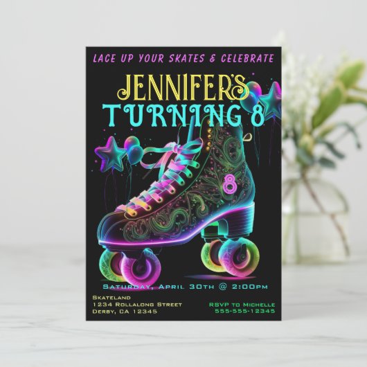 Schaats Birthday Party Invitation Kaart (Staand voorkant)