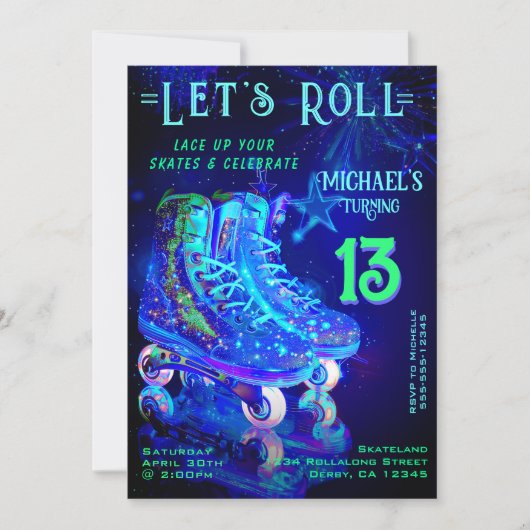 Schaats Birthday Party Invitation Kaart (Voorkant)