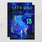 Schaats Birthday Party Invitation Kaart (Voorkant / Achterkant)