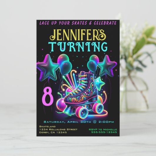 Schaats Birthday Party Invitation Kaart (Staand voorkant)
