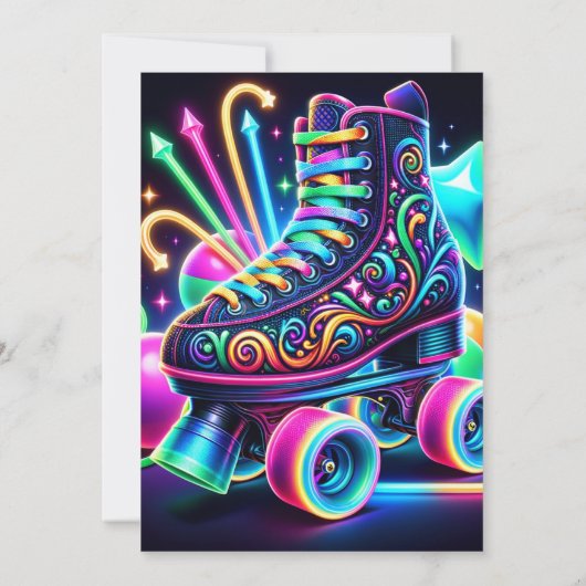 Schaats Birthday Party Invitation Kaart (Achterkant)