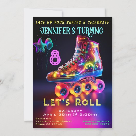 Schaats Birthday Party Invitation Kaart (Voorkant)