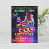 Schaats Birthday Party Invitation Kaart (Staand voorkant)