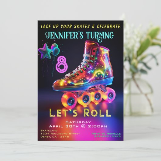 Schaats Birthday Party Invitation Kaart (Staand voorkant)