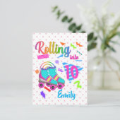 Schaats Birthday Rolling in Matching Birthday Girl Briefkaart (Staand voorkant)