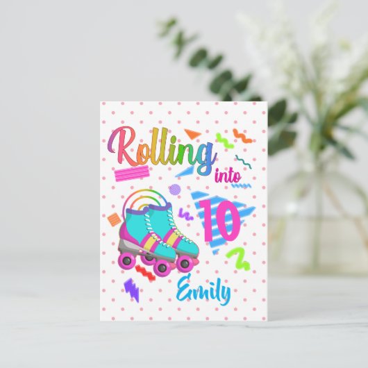 Schaats Birthday Rolling in Matching Birthday Girl Briefkaart (Staand voorkant)