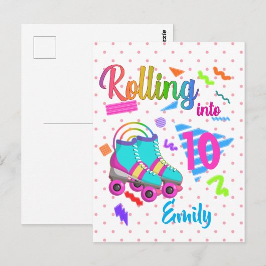 Schaats Birthday Rolling in Matching Birthday Girl Briefkaart (Voorkant / Achterkant)