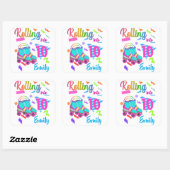 Schaats Birthday Rolling in Matching Birthday Girl Vierkante Sticker (Vel)