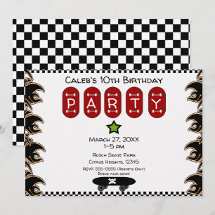 Schaats Boarder Flames Skateboard Birthday Party Kaart