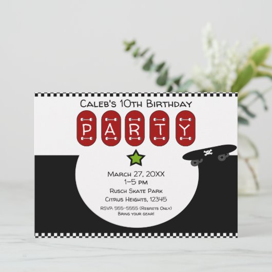 Schaats Boarder Half Pipe Skateboard verjaardagsfe Kaart (Staand voorkant)