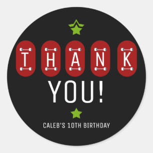 Schaats Boarder Skateboard Verjaardagsfeestgunst Ronde Sticker