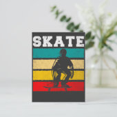 Schaats Boy Skateboarding Kind Retro Briefkaart (Staand voorkant)