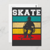 Schaats Boy Skateboarding Kind Retro Briefkaart (Voorkant / Achterkant)