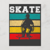 Schaats Boy Skateboarding Kind Retro Briefkaart (Voorkant)