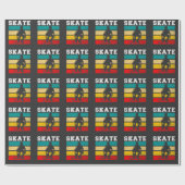 Schaats Boy Skateboarding Kind Retro Cadeaupapier (Vlak)