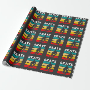 Schaats Boy Skateboarding Kind Retro Cadeaupapier