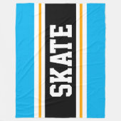 SCHAATS Bright Sky Blue Zwart Geel Racing Stripes Fleece Deken (Voorkant)