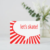 schaats! cartoon redebelletje briefkaart (Staand voorkant)
