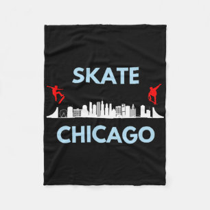 Schaats Chicago Il Skateboardfans Chicago Silhouet Fleece Deken