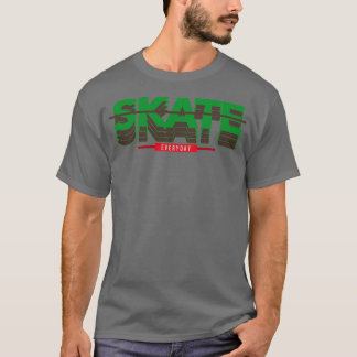 Schaats dagelijks ontwerp in groen t-shirt