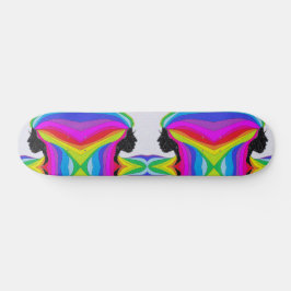 Schaats Dek met regenbooghaartje Vrouw Silhouette Persoonlijk Skateboard