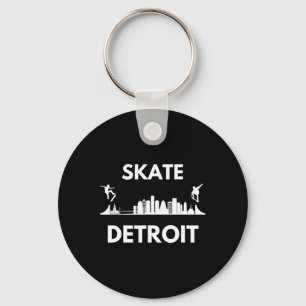 Schaats Detroit Mi Skateboardfans Detroit Silhouet Sleutelhanger