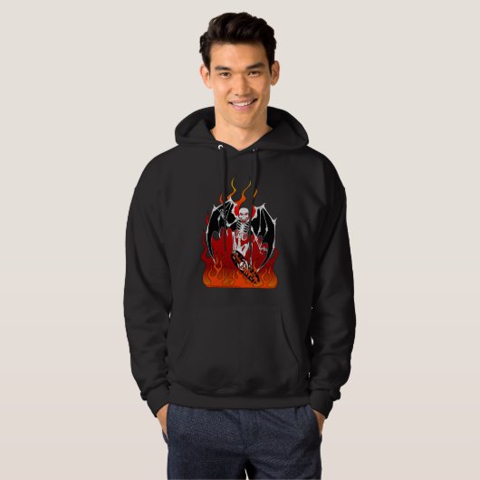 Schaats dood - Skelet op skateboard Hoodie (Voorkant volledig)
