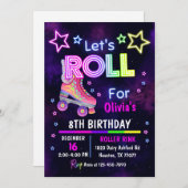 Schaats Feest Verjaardagsuitnodiging, Rolschaatsen Kaart (Voorkant / Achterkant)