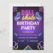 Schaats Feest Verjaardagsuitnodiging, Rolschaatsen Kaart (Voorkant)
