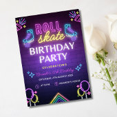 Schaats Feest Verjaardagsuitnodiging, Rolschaatsen Kaart