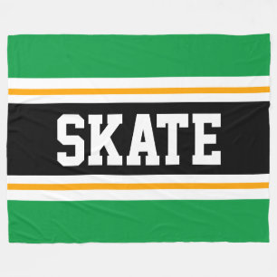 SCHAATS Fun Brede Heldergroene Zwarte Racing Strip Fleece Deken